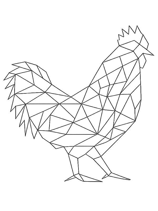 Ausmalbild Geometrisches Huhn  