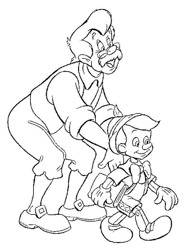 Ausmalbild Geppetto und Pinocchio  
