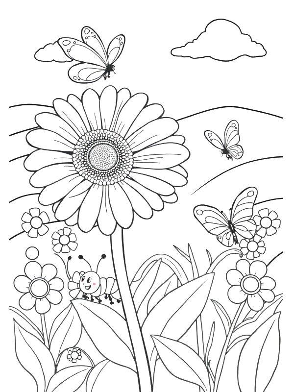 Ausmalbild Gerbera  