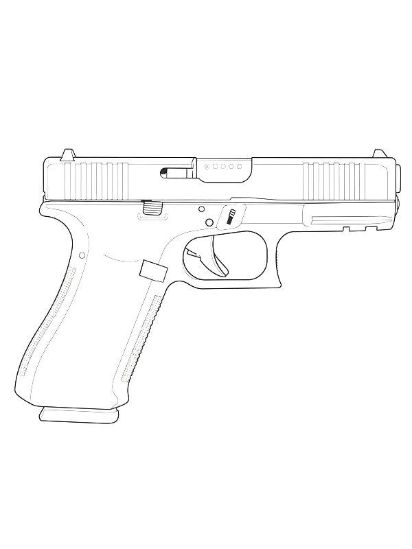 Ausmalbild Glock 45 Pistole  