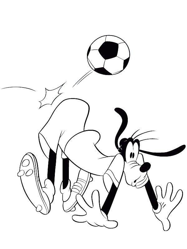Ausmalbild Goofy spielt Fußball  