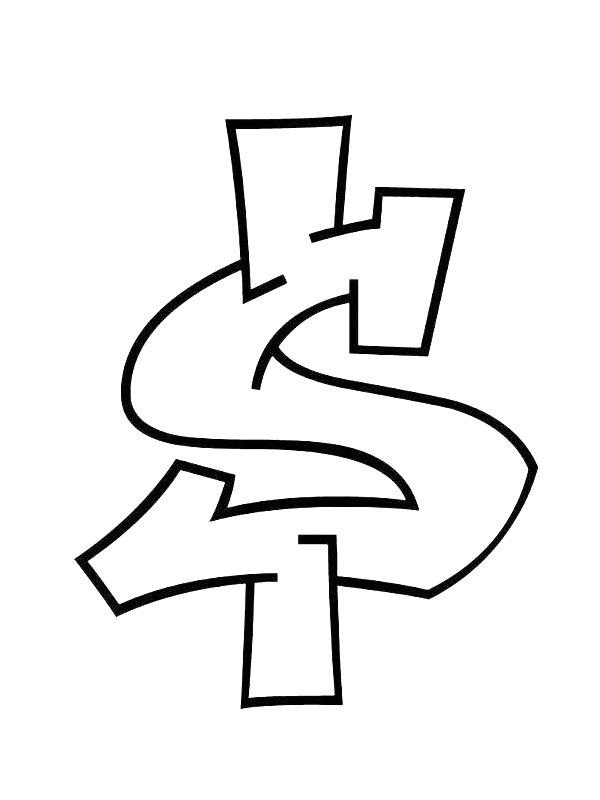 Ausmalbild Graffiti-Dollarzeichen  