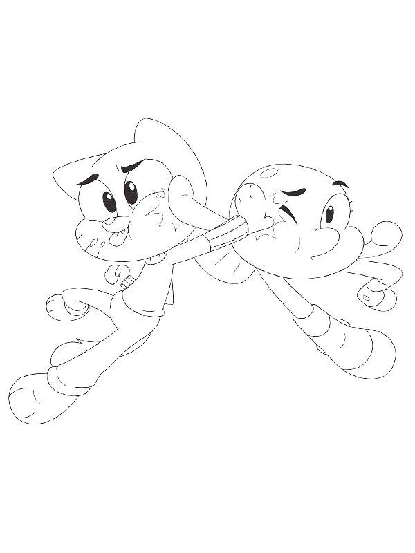 Ausmalbild Gumball und Darwin  