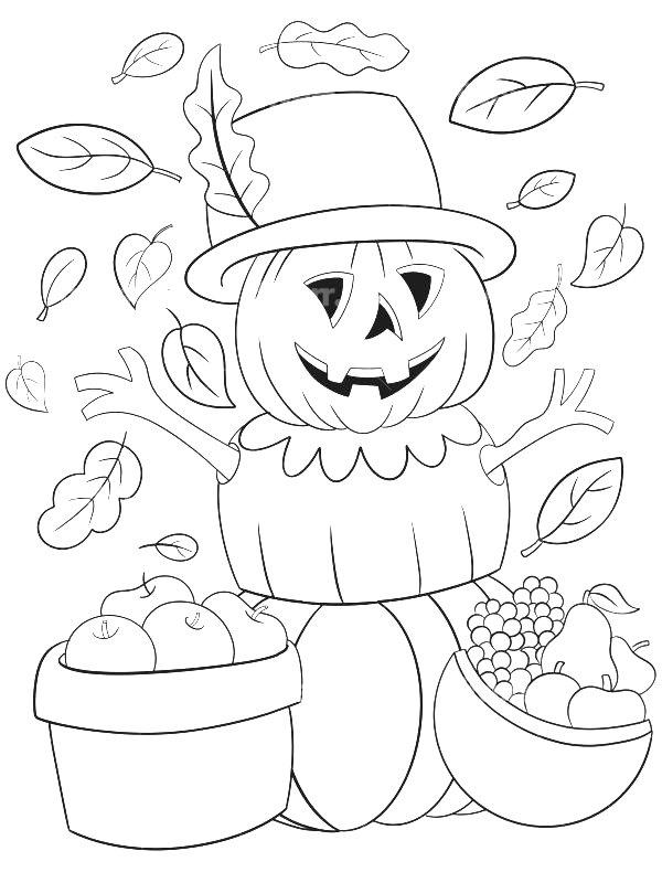 Ausmalbild Halloween Puppenkürbis  