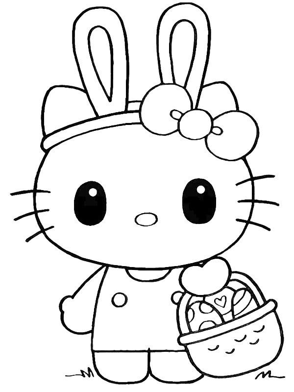 Ausmalbild Hello Kitty Osterhase  