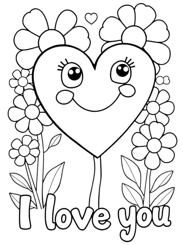 Ausmalbild Herz I love you  