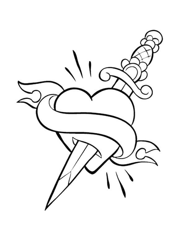 Ausmalbild Herz-Tattoo  