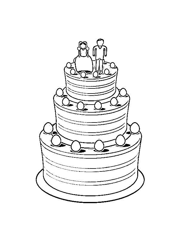 Ausmalbild Hochzeitstorte  
