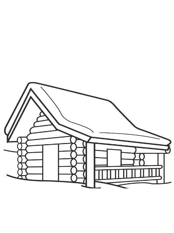 Ausmalbild Holzhaus  