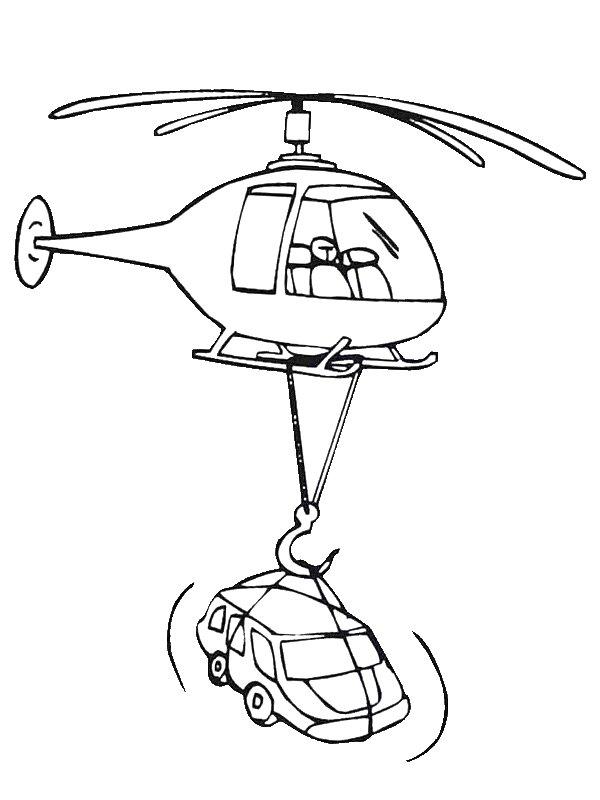 Ausmalbild Hubschrauber schleppt Auto ab  