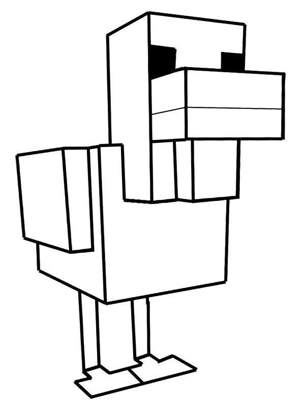 Ausmalbild Huhn-Minecraft  