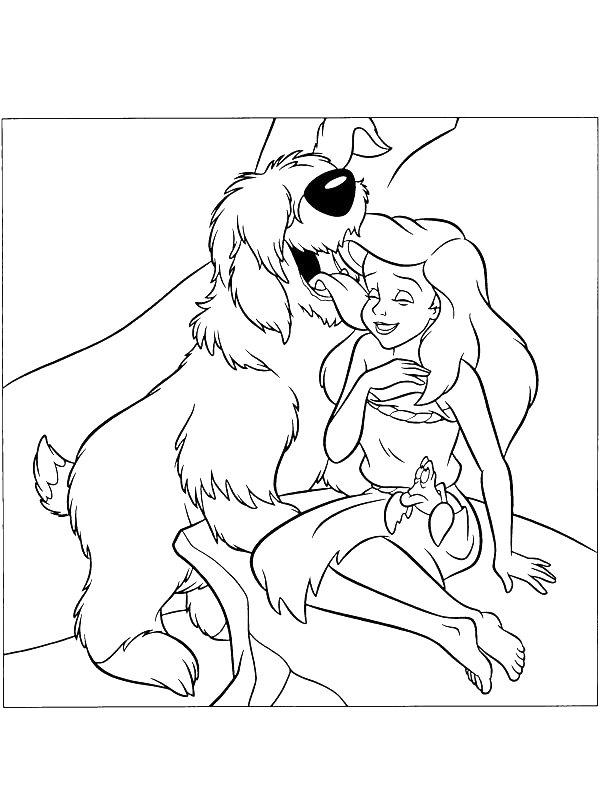 Ausmalbild Hund Max und Arielle  