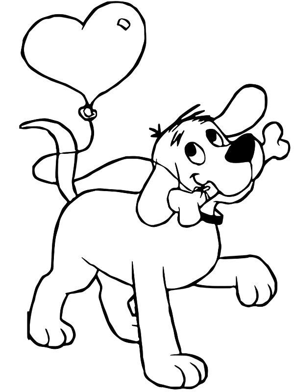 Ausmalbild Hund mit Knochen  