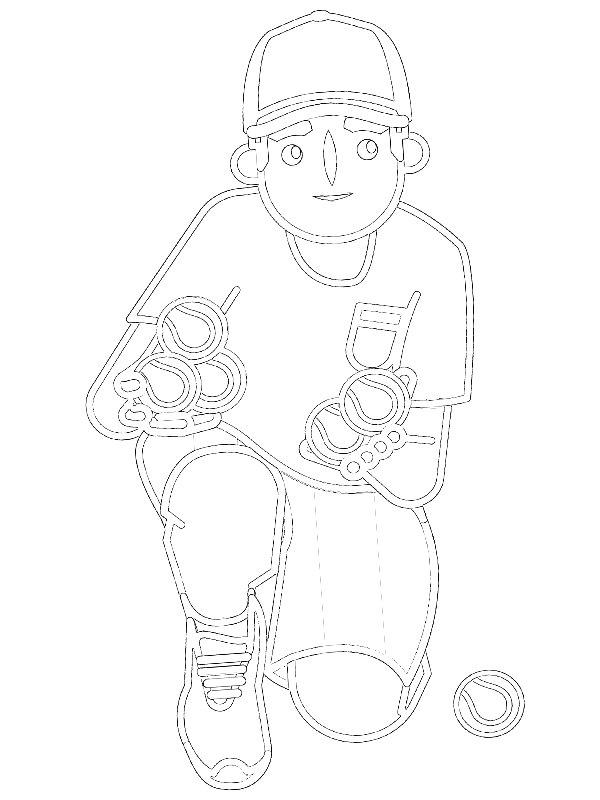 Ausmalbild Junge mit Tennisbällen  