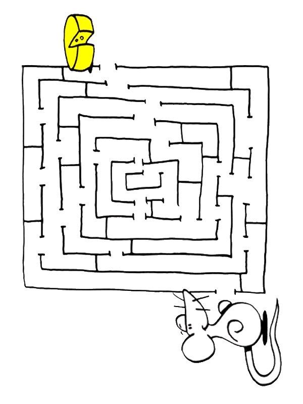 Ausmalbild Käse Maus Labyrinth  