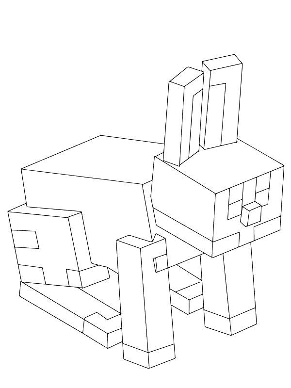 Ausmalbild Kaninchen Minecraft  