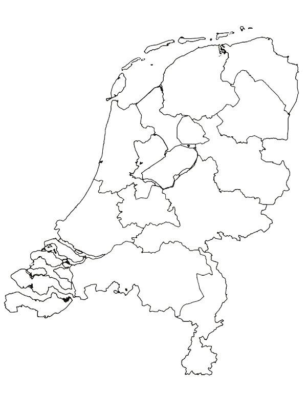 Ausmalbild Karte der Niederlande  