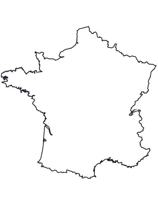 Ausmalbild Karte von Frankreich  