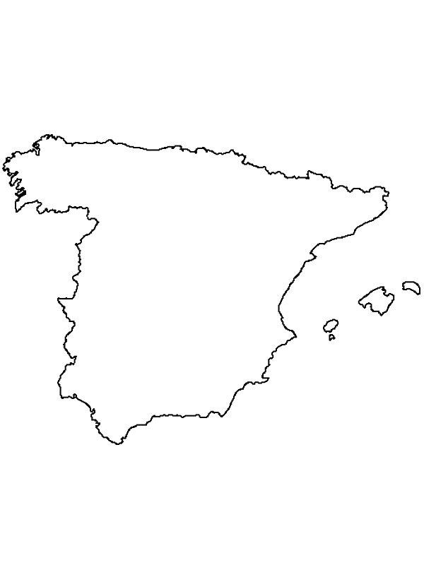 Ausmalbild Karte von Spanien  