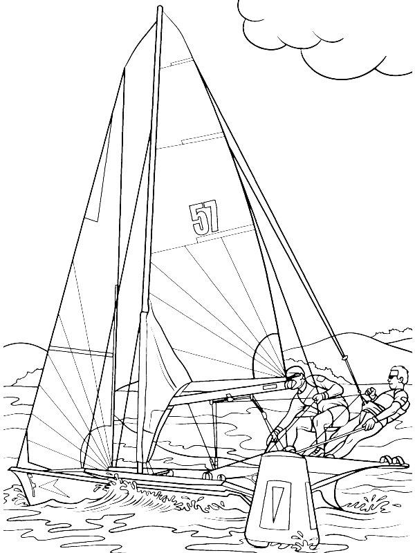Ausmalbild Katamaran segeln  
