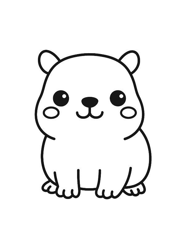 Ausmalbild Kawaii Capybara  