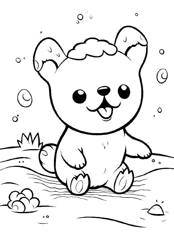 Ausmalbild Kawaii hund  