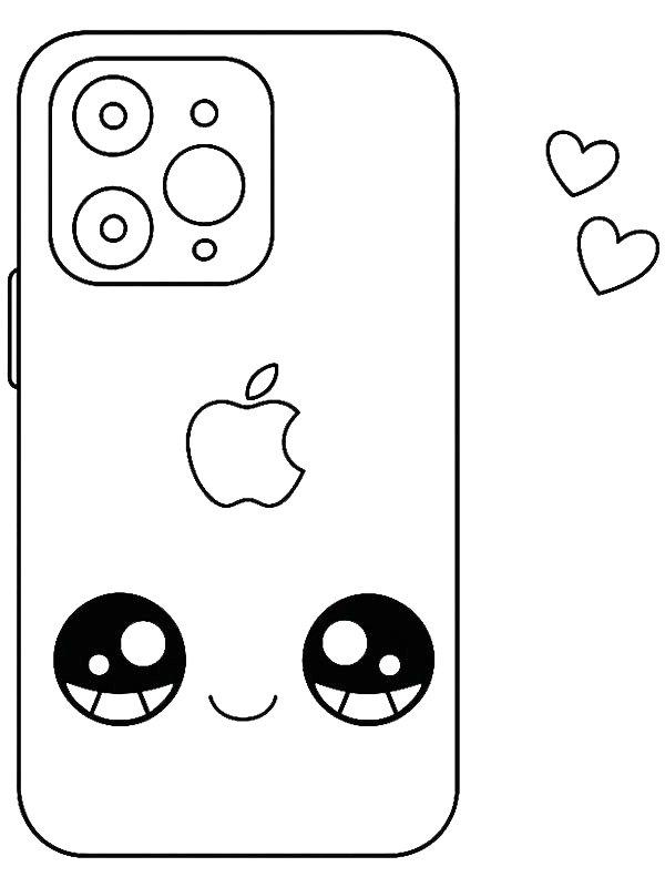 Ausmalbild Kawaii iPhone  