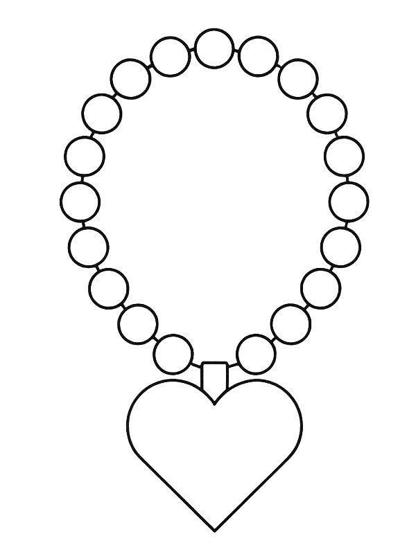 Ausmalbild Kette mit Herz  
