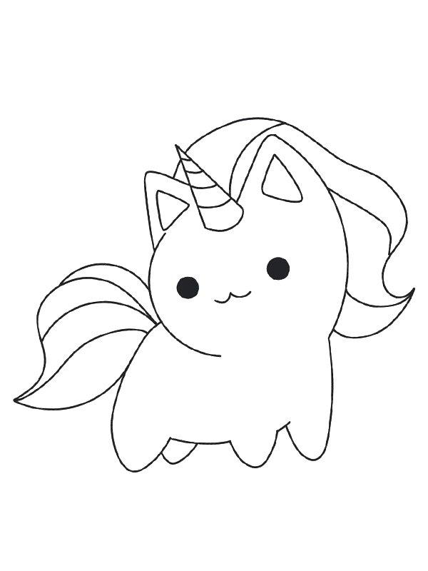 Ausmalbild Kleine Einhornkatze  
