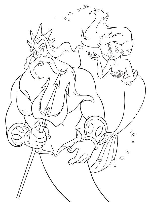 Ausmalbild König Triton und Arielle  