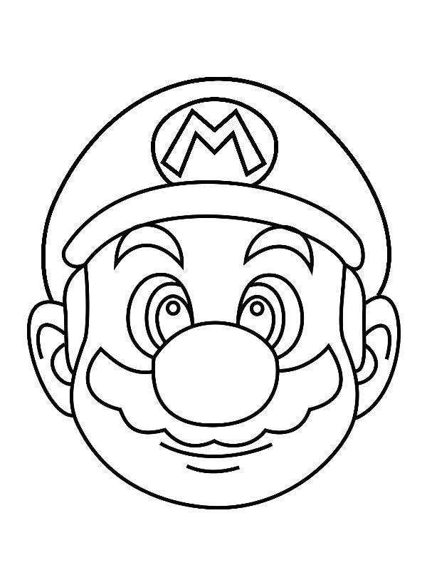 Ausmalbild Kopf Mario  
