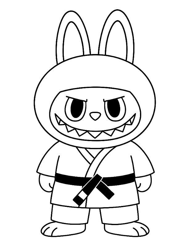 Ausmalbild Labubu karate  
