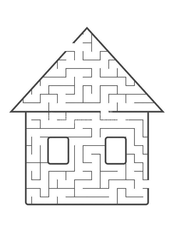 Ausmalbild Labyrinth Haus  