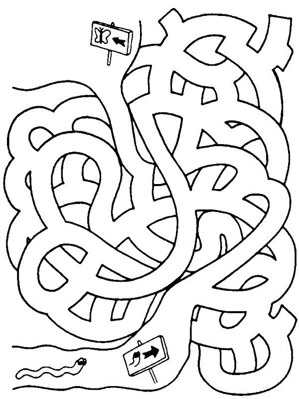 Ausmalbild Labyrinth Wurm  