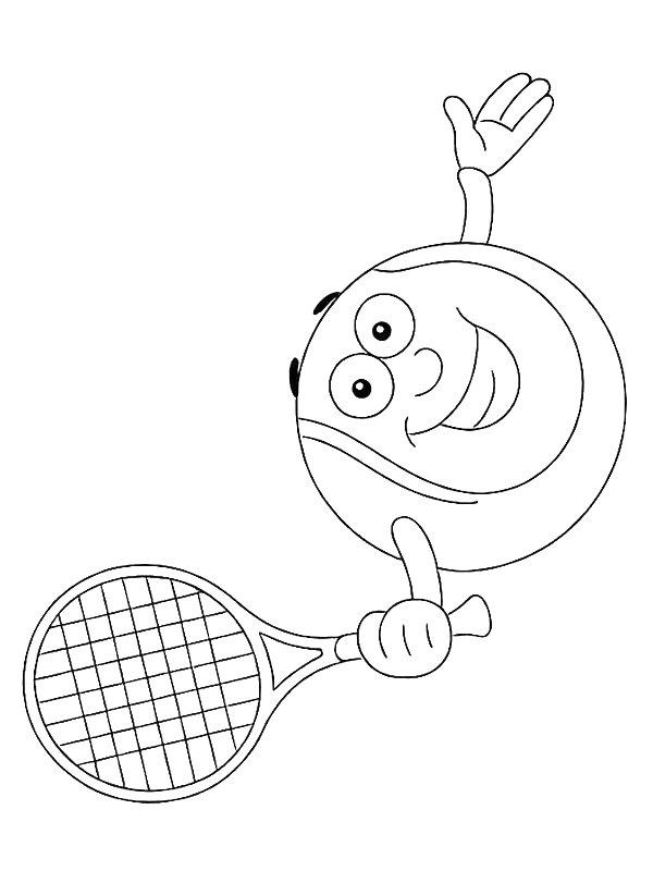 Ausmalbild Lächelnder Tennisball  