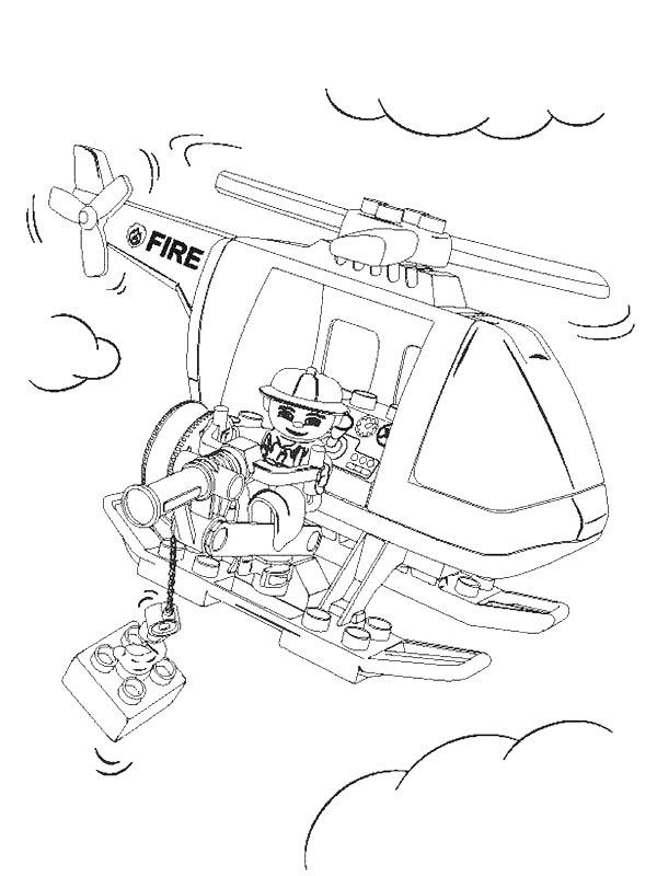 Ausmalbild Lego Hubschrauber  