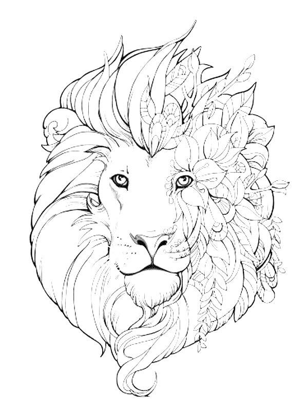 Ausmalbild Löwe Mandala Tattoo  