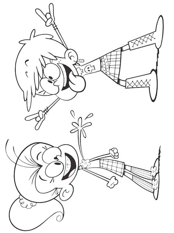 Ausmalbild Luan und Luna Loud  