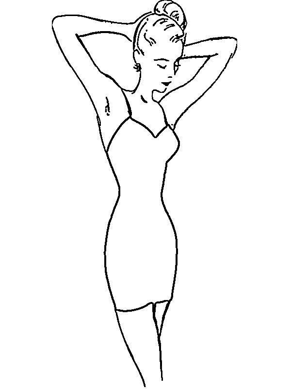 Ausmalbild Mädchen im langen Kleid  