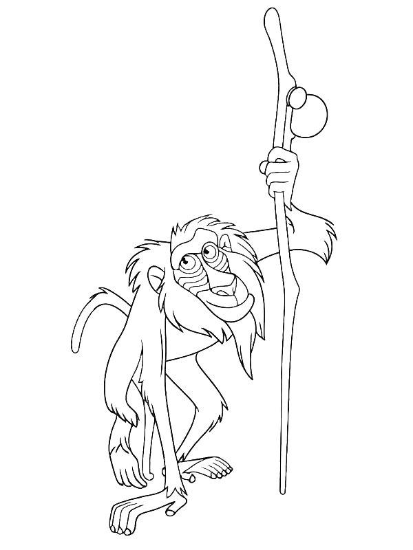 Ausmalbild Mandrill Rafiki  