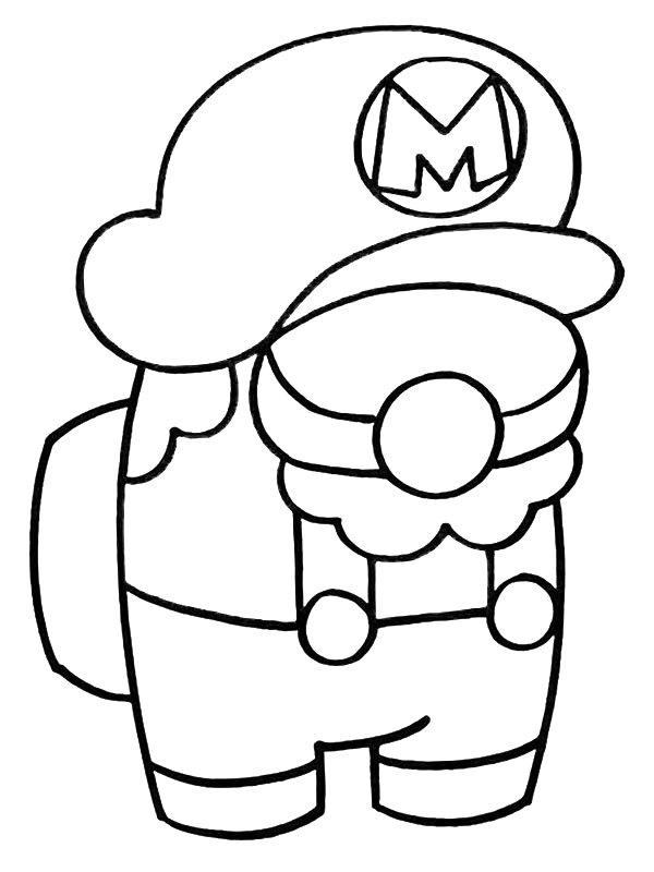 Ausmalbild Mario Among Us  