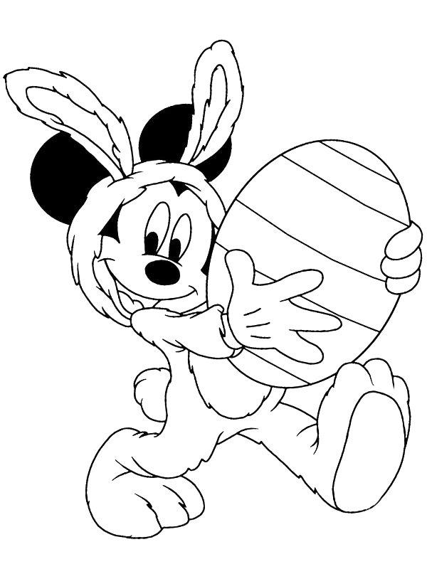 Ausmalbild Micky Maus mit Osterei  
