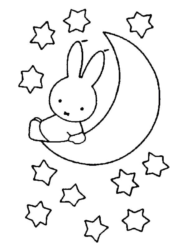 Ausmalbild Miffy auf dem Mond  
