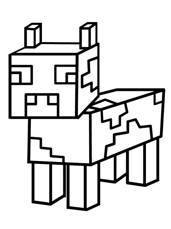 Ausmalbild Minecraft Kuh  