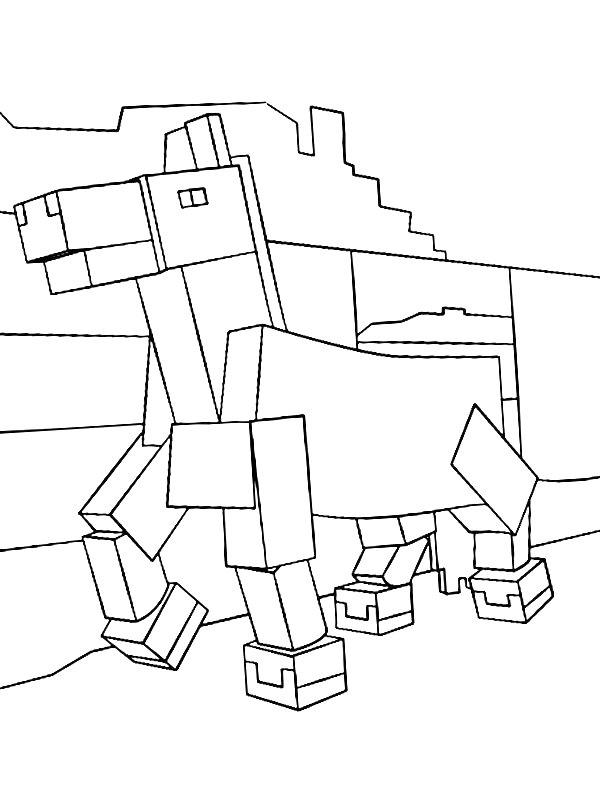 Ausmalbild Minecraft Pferd  