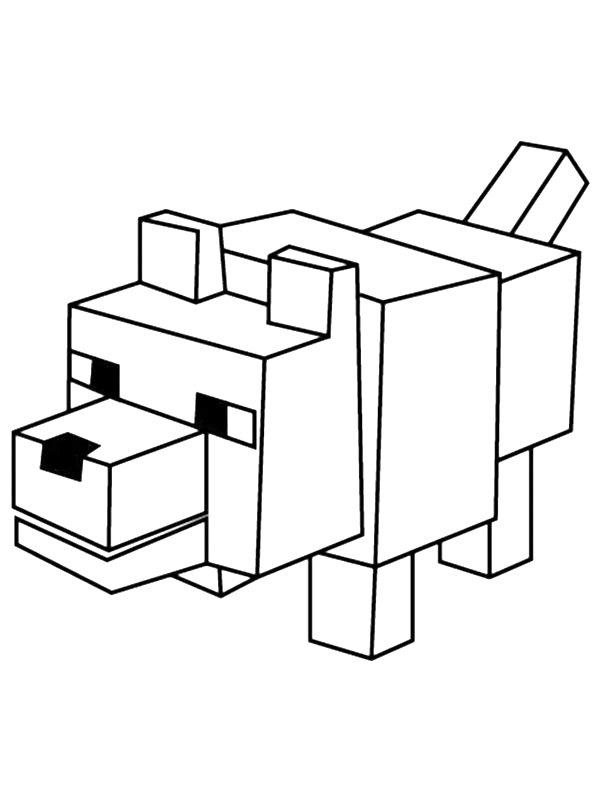 Ausmalbild Minecraft Wolf  