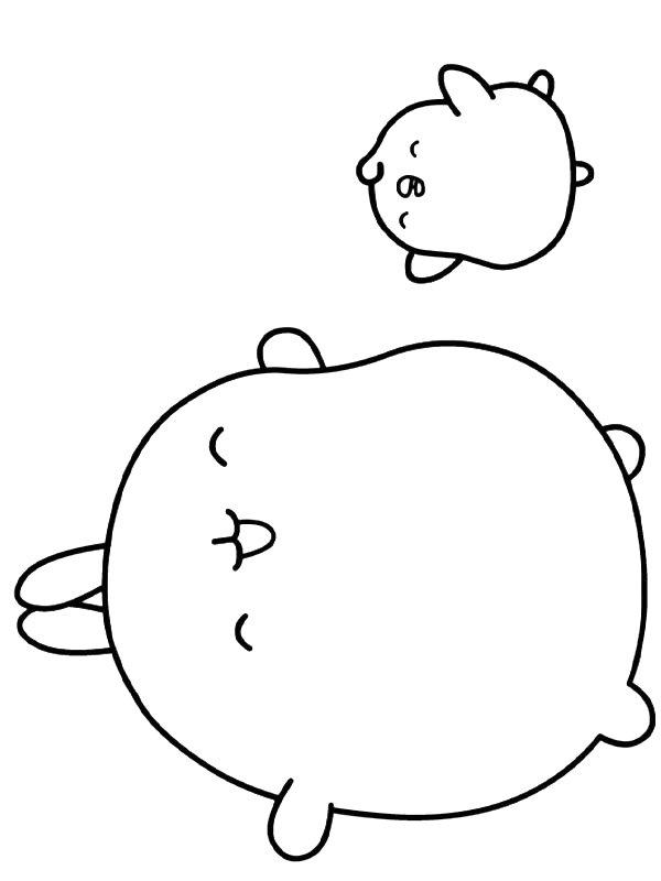 Ausmalbild Molang und Piu Piu  