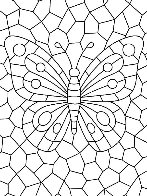 Ausmalbild Mosaik Schmetterling  