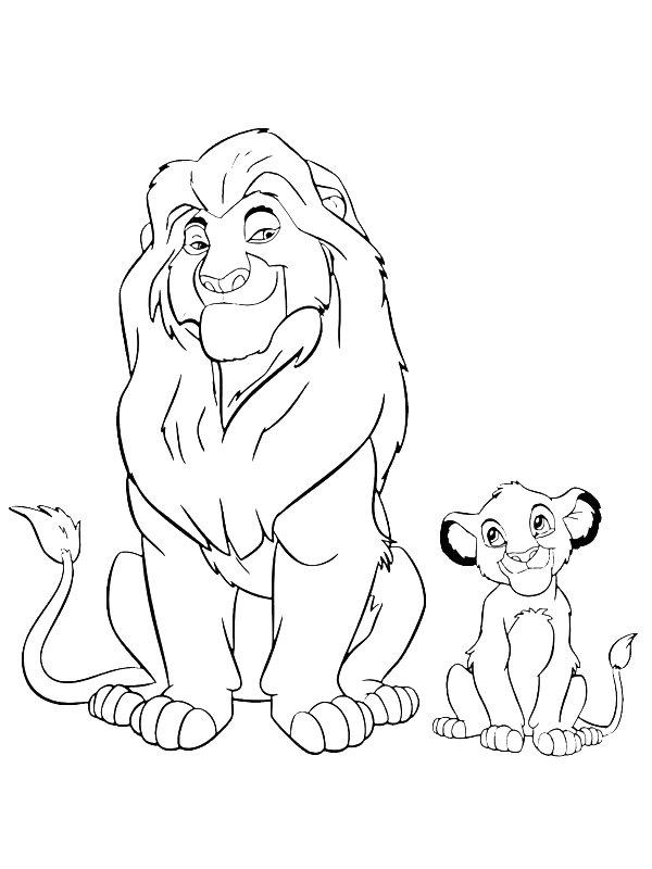 Ausmalbild Mufasa und Simbaa  