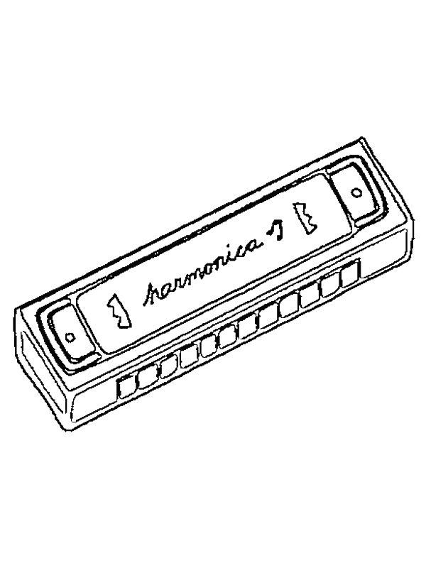 Ausmalbild Mundharmonika  